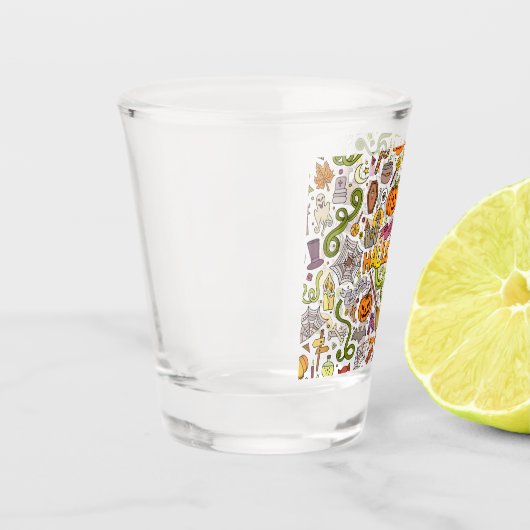Lieve Halloween-krabbelpatroon Shot Glas (Links)