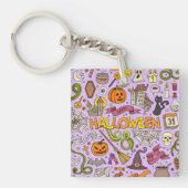 Lieve Halloween-krabbelpatroon Sleutelhanger (Voorkant)