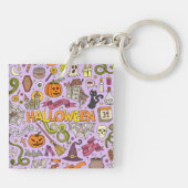 Lieve Halloween-krabbelpatroon Sleutelhanger (Achterkant)