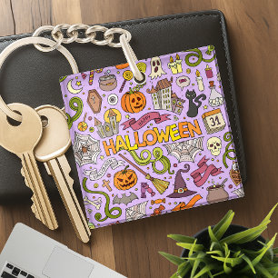 Lieve Halloween-krabbelpatroon Sleutelhanger