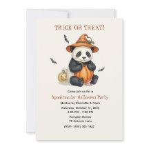 Lieve Halloween Panda Pompoen Uitnodiging