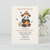 Lieve Halloween Panda Pompoen Uitnodiging (Staand voorkant)