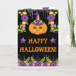 Lieve Halloween pompoen bloemrijke groet Kaart
