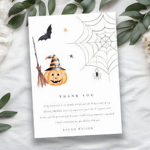 Lieve Halloween Pompoen Spinnenweb Bruidsdiner Bedankkaart