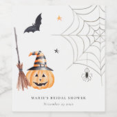 Lieve Halloween Pompoen Spinnenweb Bruidsdouche Wijn Etiket (Enkel label)