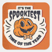 Lieve Halloween Pompoen Vierkante Sticker (Voorkant)