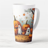 Lieve Halloween Pompoenveld Spoken 👻 Latte Mok (Rechterhoek)
