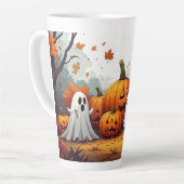 Lieve Halloween Pompoenveld Spoken 👻 Latte Mok (Linkerhoek)