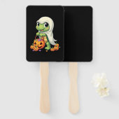 Lieve Halloween Schildpad Geest met Snoep (4) Handwaaier (Voorkant en achterkant)