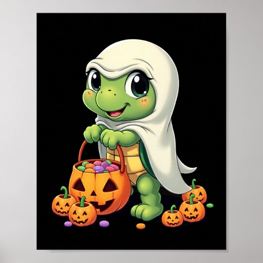 Lieve Halloween Schildpad Geest met Snoep (4) Poster (Voorkant)
