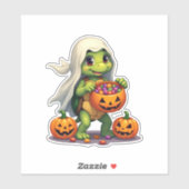 Lieve Halloween Schildpad Geest met Snoep (8) Sticker (Vel)