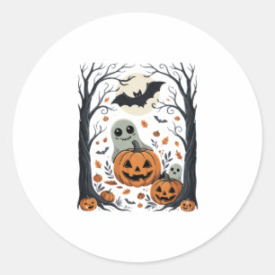 Lieve Halloween-spoken en Jack O Lantern-bos Ronde Sticker