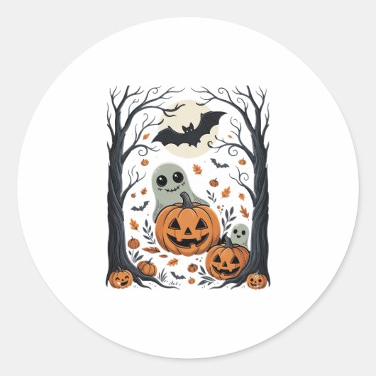 Lieve Halloween-spoken en Jack O Lantern-bos Ronde Sticker (Voorkant)