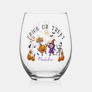 Lieve Halloween Trick-or-Treat Geest Heks Wijnglas Zonder Voet