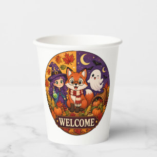 Lieve Halloween Vos Heks Geest Herfst Welkom Papieren Bekers