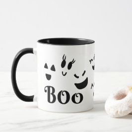 Lieve Halloween Zwarte en Witte BOO Spokengezichte Mok