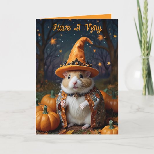 Lieve Hamster Heks Halloween Wenskaart Kaart (Voorkant)
