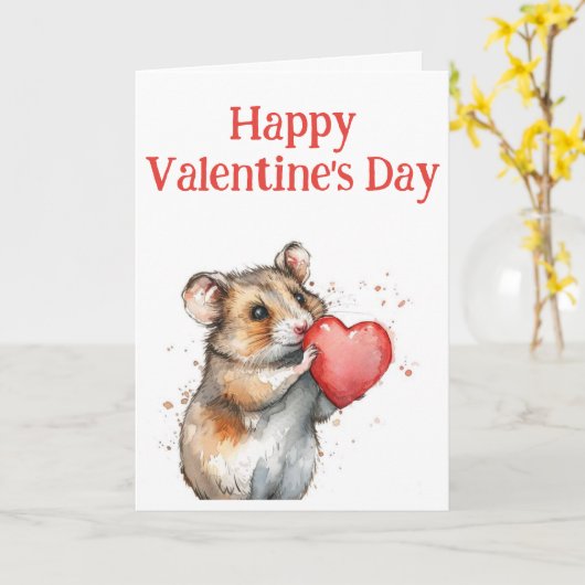 Lieve Hamster Valentijnsdag Kaart (Gele Bloem)