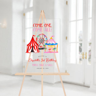 Lieve handgetekende carnavalscircus verjaardags we acryl bord