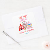 Lieve handgetekende kermis circus verjaardag vierkante sticker (Envelop)