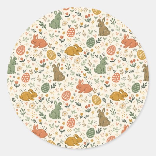 Lieve handgetekende lentekonijnen sticker (Voorkant)