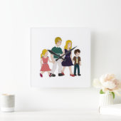 Lieve Happy Family Vierkante Klok (Huis)