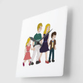 Lieve Happy Family Vierkante Klok (Hoek)