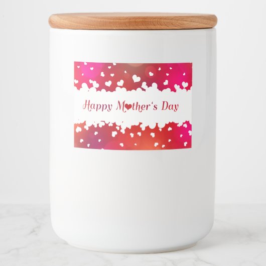 Lieve Happy Moederdag Hearts Voedselcontainer Etiket (Voorkant)