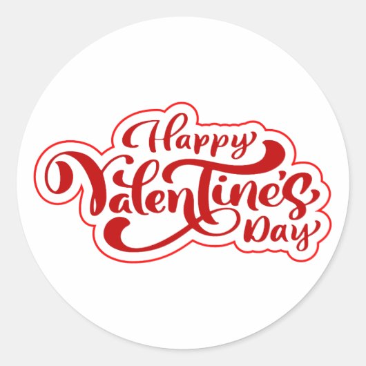 Lieve Happy Valentijnsdag Typografie Lettering Ronde Sticker (Voorkant)