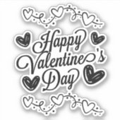Lieve Happy Valentijnsdag Typografie Lettering Sticker (Voorkant)