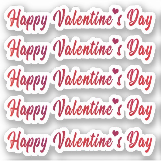 Lieve Happy Valentijnsdag Typografie Lettering Sticker (Voorkant)