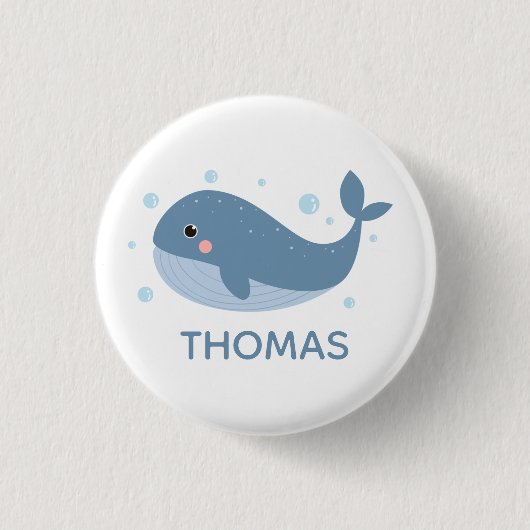 Lieve Happy Walvis Persoonlijk Ronde Button 3,2 Cm (Voorkant)