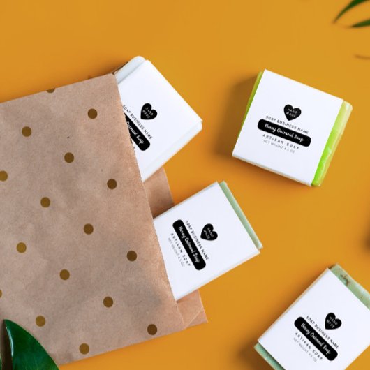 Lieve Hart Ambachtelijk Product Naam In Script Rubberstempel