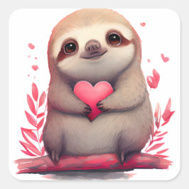 Lieve Hart Luiaard Valentijnsdag Vierkante Sticker