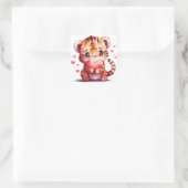 Lieve Hart Tijger Valentijn Vierkante Sticker (Tas)
