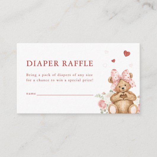 Lieve Hartbeer Luier Raffle Kaart (Voorkant)