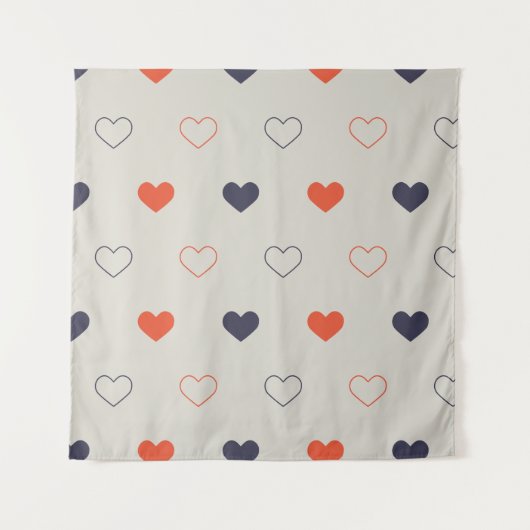 Lieve harten / oranje crème donker wandkleed (Voorkant)