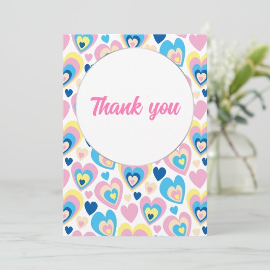 Lieve harten. Platte bedankkaart (Staand voorkant)