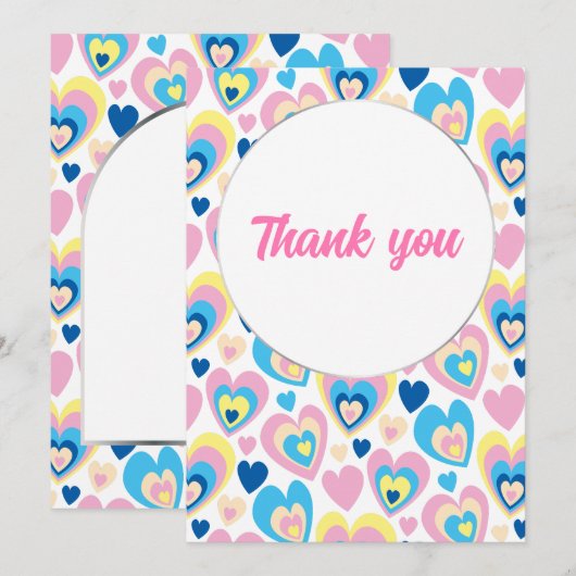 Lieve harten. Platte bedankkaart (Voorkant / Achterkant)