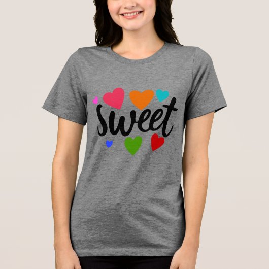 lieve harten Tri-Blend shirt (Voorkant)
