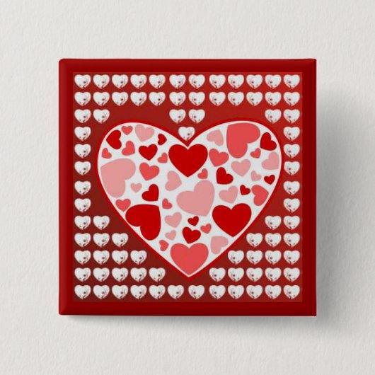 Lieve harten vierkante button 5,1 cm (Voorkant)