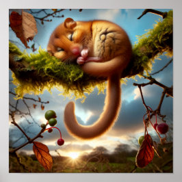 Lieve Hazel Slaapmuis in een bosboom Poster