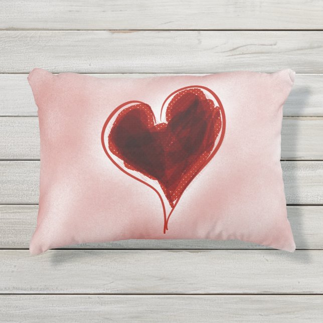 Lieve Heart Red Pillow Buitenkussen (Voorkant)