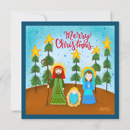 Lieve Heilige Familie Inspirerende Kerstkaart (Voorkant)