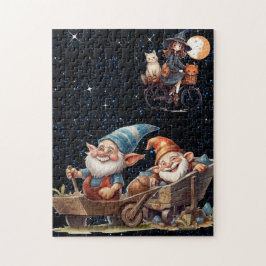 Lieve Heks En Gelukkige Dwergen In Starnacht Puzze Legpuzzel