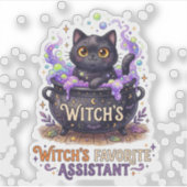Lieve Heks Favoriete Assistent Zwarte Kat Hallowee Sticker (Voorkant)