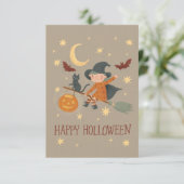 Lieve Heks Gelukkig Halloween Plat Notitiekaart (Staand voorkant)