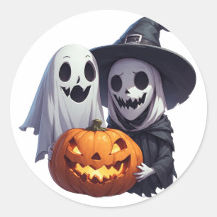 Lieve heks Halloween Geest Vrienden 🧙‍♀️ Ronde Sticker