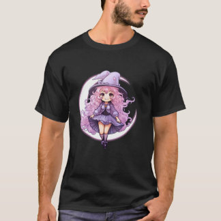Lieve Heks Halve Maan Cartoon Meisje Grappig Seizo T-shirt