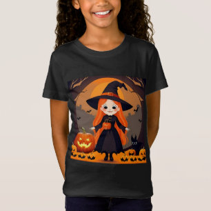 Lieve Heks in Halloween-omgeving met Pompoenen T-shirt